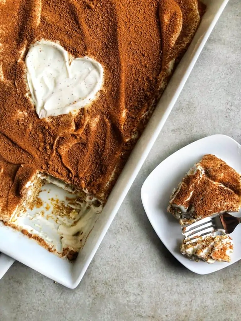 nescafe cake with a slice of cake served beside it