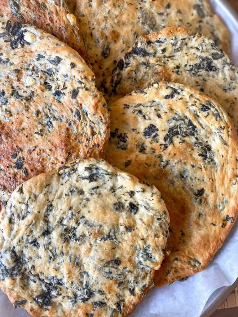 baked Farayek Za'atar in a baking dish with parchment paper under them