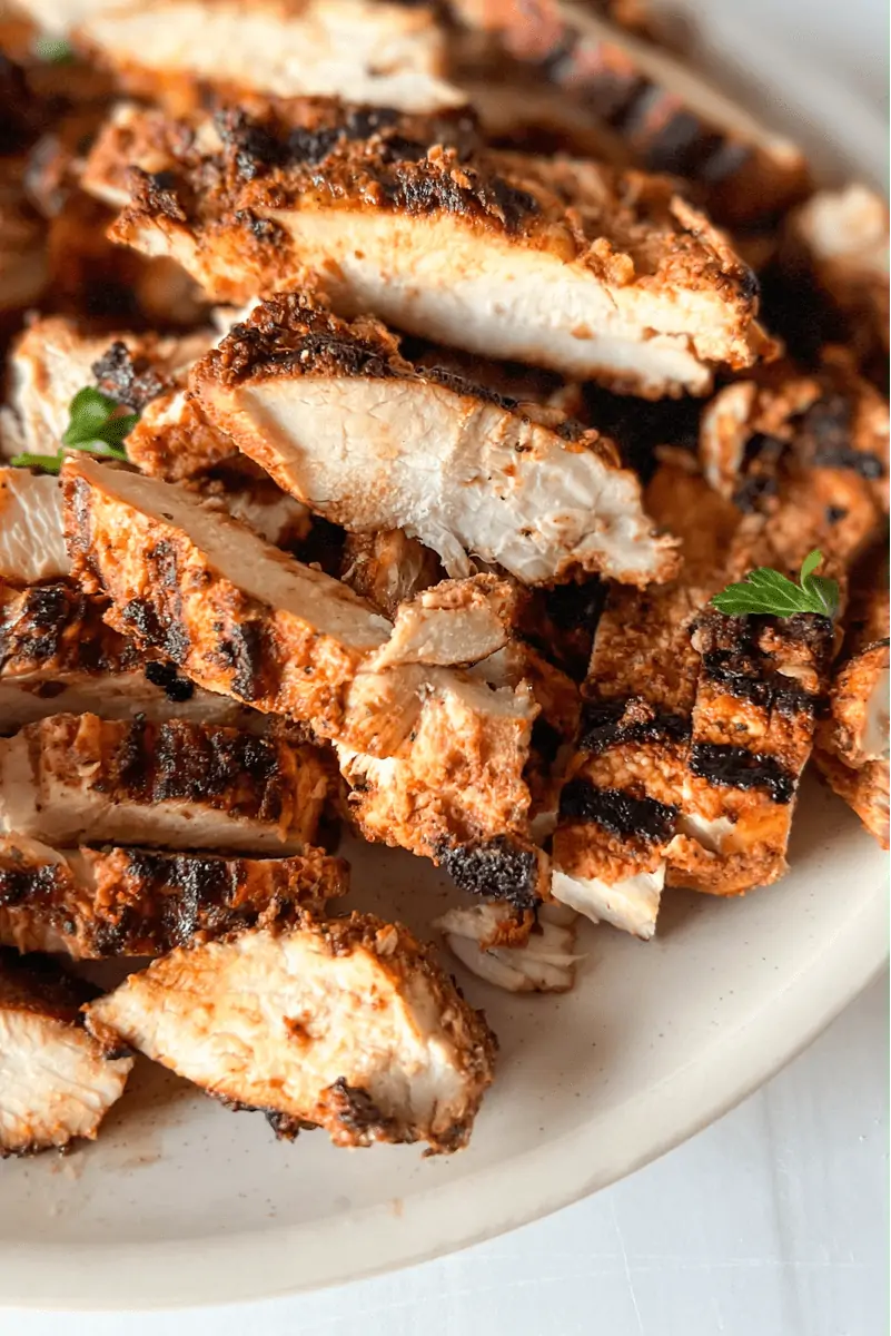 side view of grilled chicken in a plate