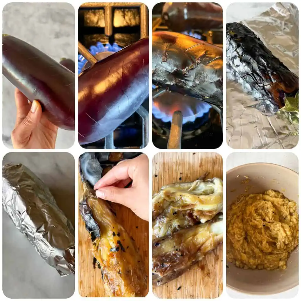 Baba Ghanoush (Roasted Eggplant Dip) step by step photos