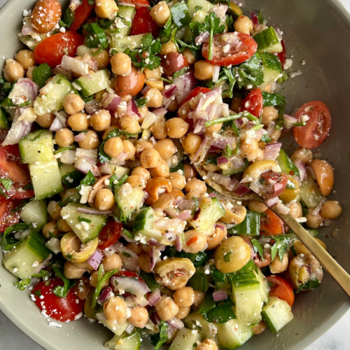 Mediterranean Chickpea Salad closeup