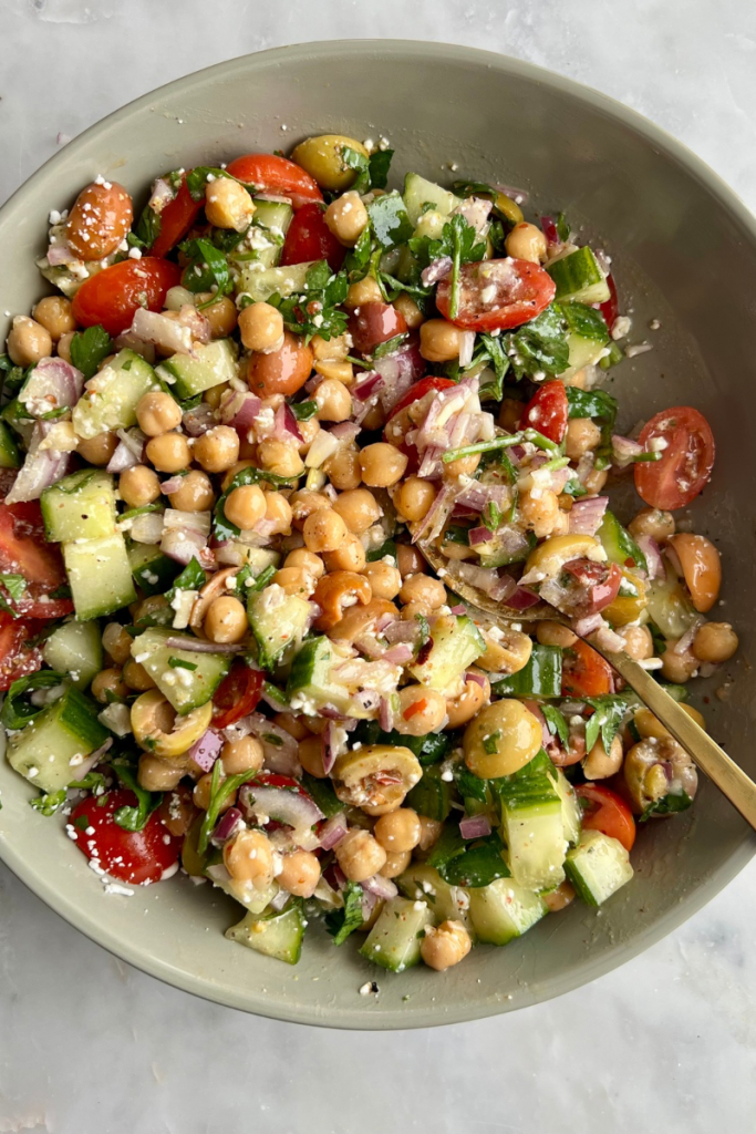 Mediterranean Chickpea Salad closeup