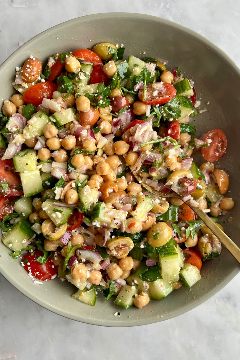 Mediterranean Chickpea Salad closeup