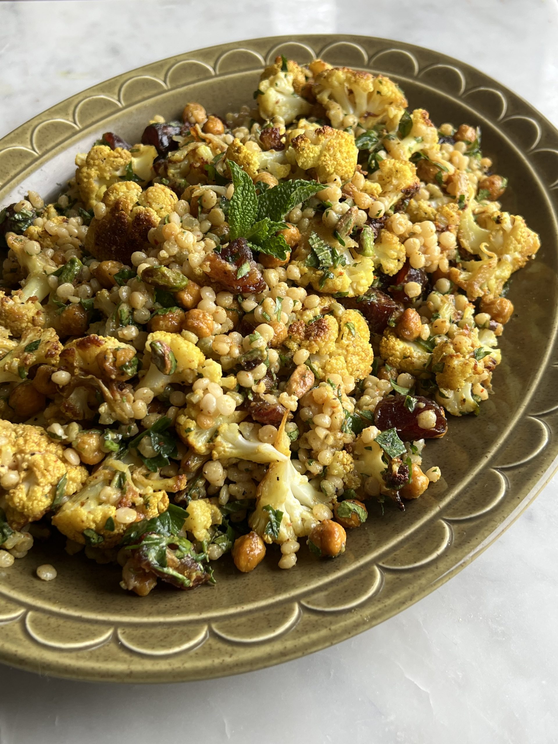 Roasted Cauliflower and couscous salad plated