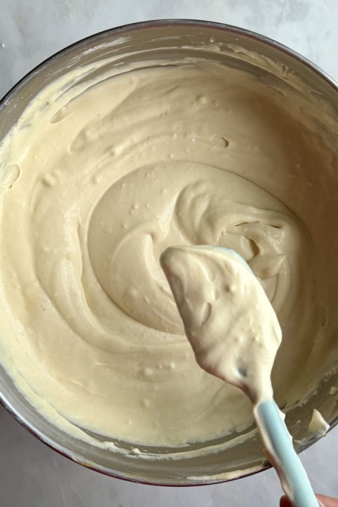 Biscoff cookie butter folded into whipped cream for banana pudding recipe